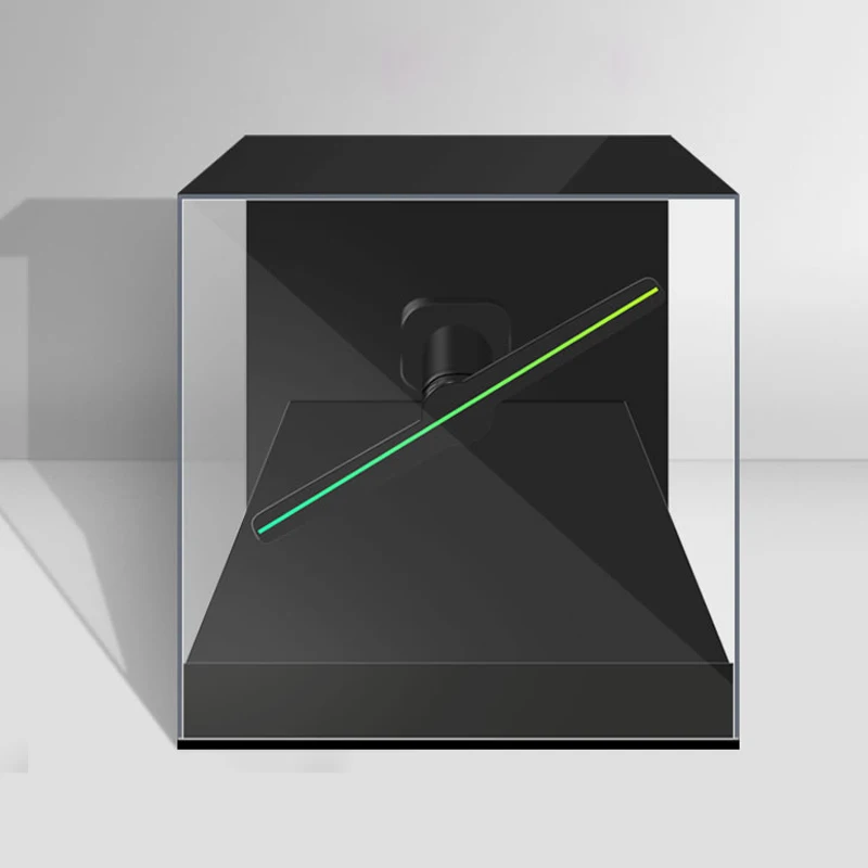3D голографическая проекционная рекламная машина светодиодный электровентилятор голый глаз передний прилавок 42 см квадратное основание акриловая защитная крышка на.