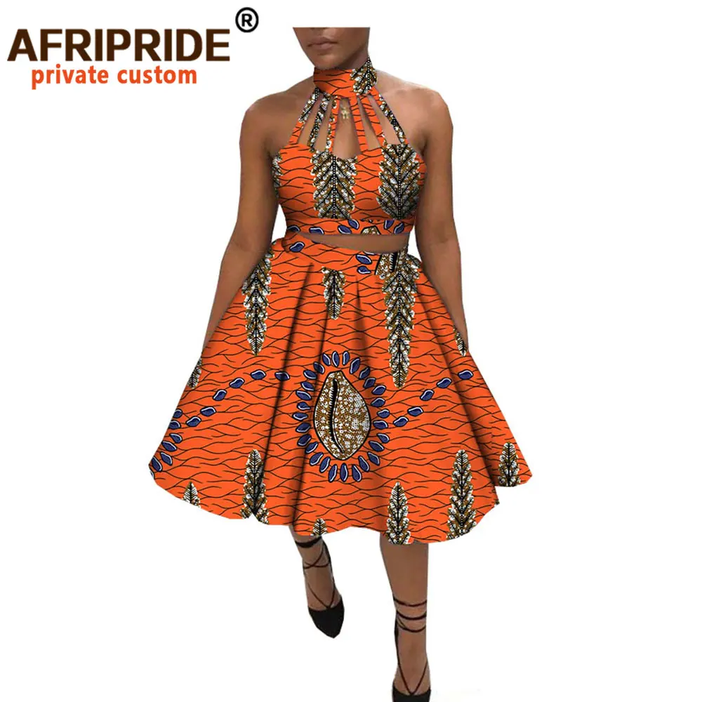 Летний комплект из 2 предметов с юбкой для женщин топ без рукавов AFRIPRIDE чокером и