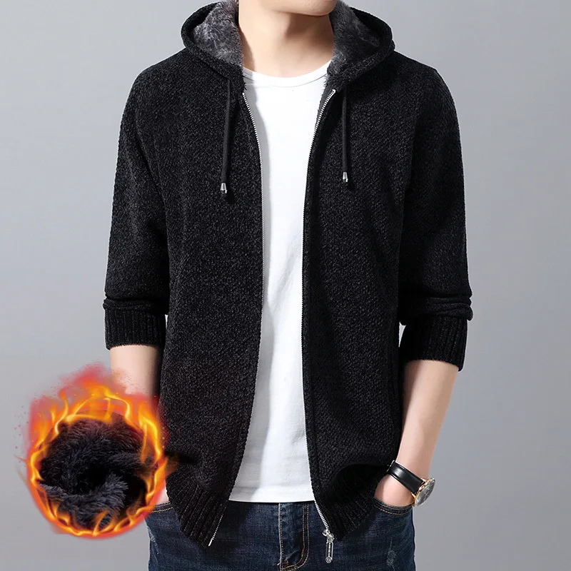 Мужской теплый кардиган MOOWNUC повседневный плотный свитер с защитой от ветра