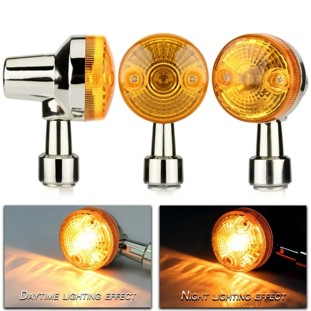 

New 2pcs 12V Universal Motorcycle Motorbike Electroplate Turn Signal Light Lamp Indicatior Lamp Amber Bulb