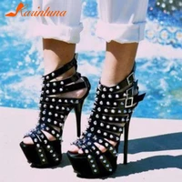 karinluna fashion new gladiator female buckle thin heels sandals ankle strap rivet sandals women sexy shoes woman