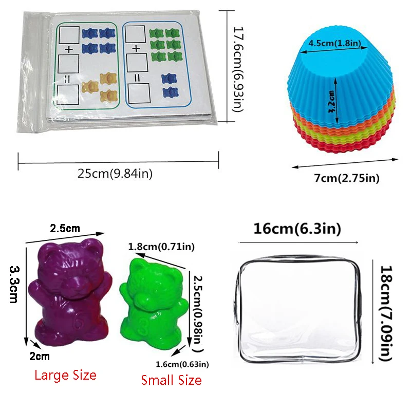 

Children Montessori Toy 1 set Boxed Counting Bear Montessori Educational Cognition Rainbow Matching Game Educational Toys Gifts