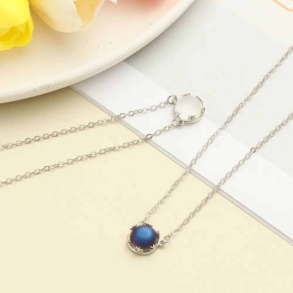 

Jewellery Bracelet Round Aurora Stone Necklace Clavicle Chain Opal Pendant Crystal Inlaid Pendant