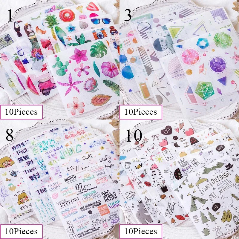 10 листов милые Фламинго канцелярские наклейки из бумаги васи цветы клейкие для