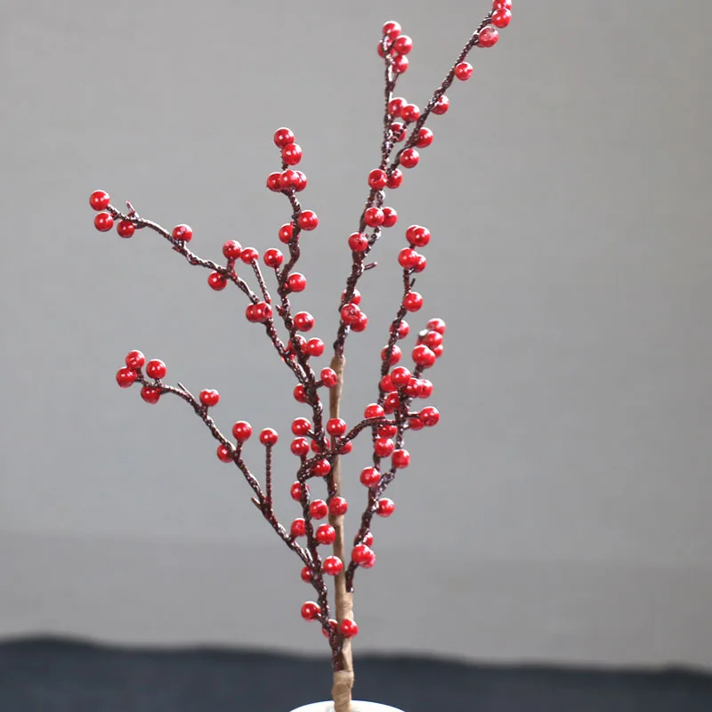 

Single Foam Red Berry Artificial Flower Christmas Decoration Home Wedding Flower Fake Flower New Year's decor for home 5pc