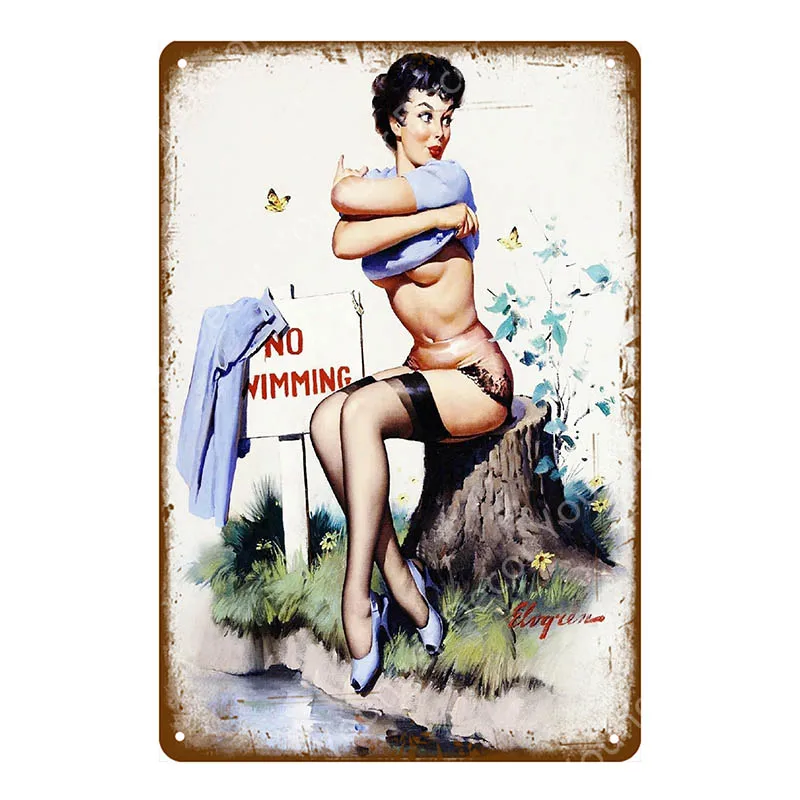 Сексуальная Женская винтажная металлическая табличка для вывесок металлический