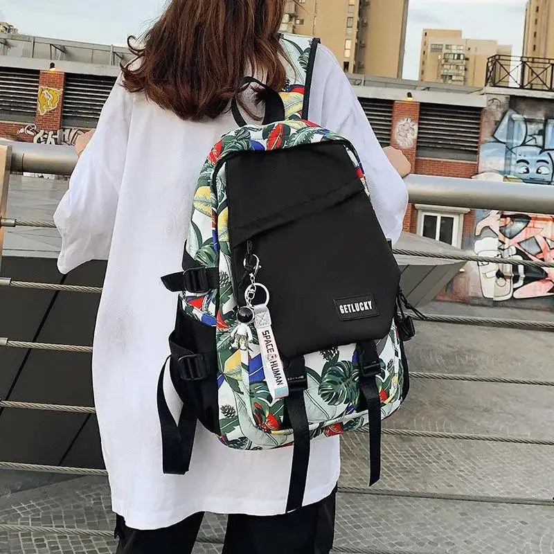 Новый школьный портфель с граффити брендовый мужской трендовый вместительный рюкзак для учеников средней школы женский рюкзак для путешес...