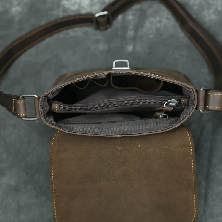 

Vintage Handmade Crazy Horse Leather Men Messenger Bags Genuine Leather Small Shoulder Crossbody Bag