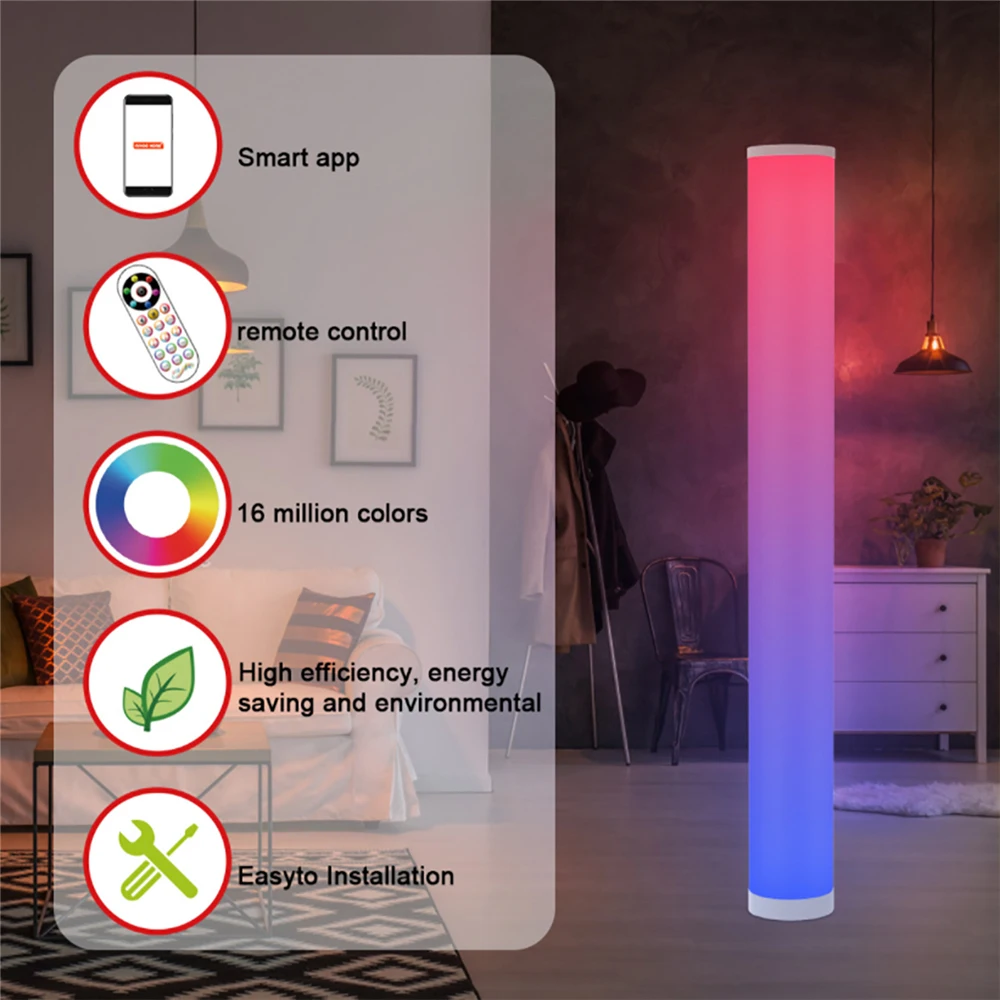 

LED Cylinder RGB Floor Lamp RGB Symphony Corner Light APP Remote Control Bluetooth-Compatible Atmosphere Lamps Home Decor