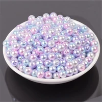 hole 1030g 4681012mm mermaid tear round imitation rainbow color plastic abs pearl beads for garment bags shoes loose pearls
