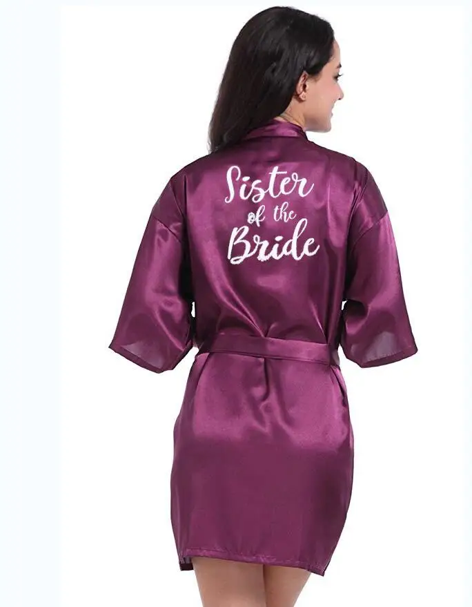 purple sister bride Темно-фиолетовый свадебный наряд подарок для невесты получить свадебное кимоно Женский Атласный халат для бабушек свадебные платья - Цвет: purple sister bride