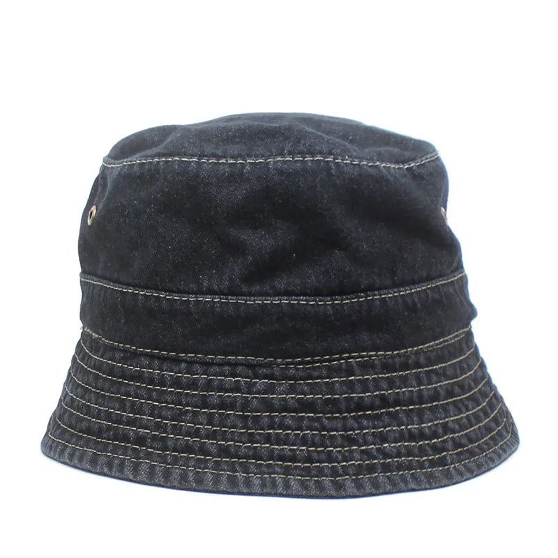 

2021 Four Seasons Denim Solid Bucket Hat Fisherman Hat Outdoor Travel Sun Cap for Men and Women 395