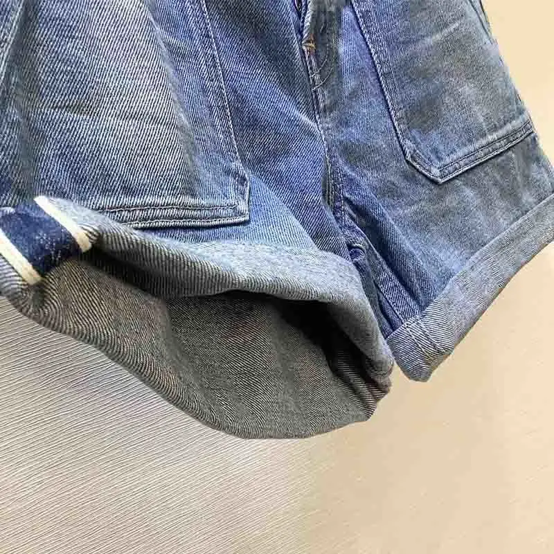 Cosmicchic 2021 Spring Summer Women's Denim Shorts New High-waist Shorts Women Casual Loose Ladies Fashion Short Jeans