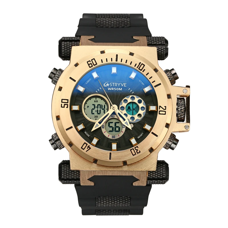 Relogio Masculino STRYVE Brand Watches Men Top Sport Digital Wristwatches Chronograph Waterproof Watch Rubber Strap S8015 | Наручные часы