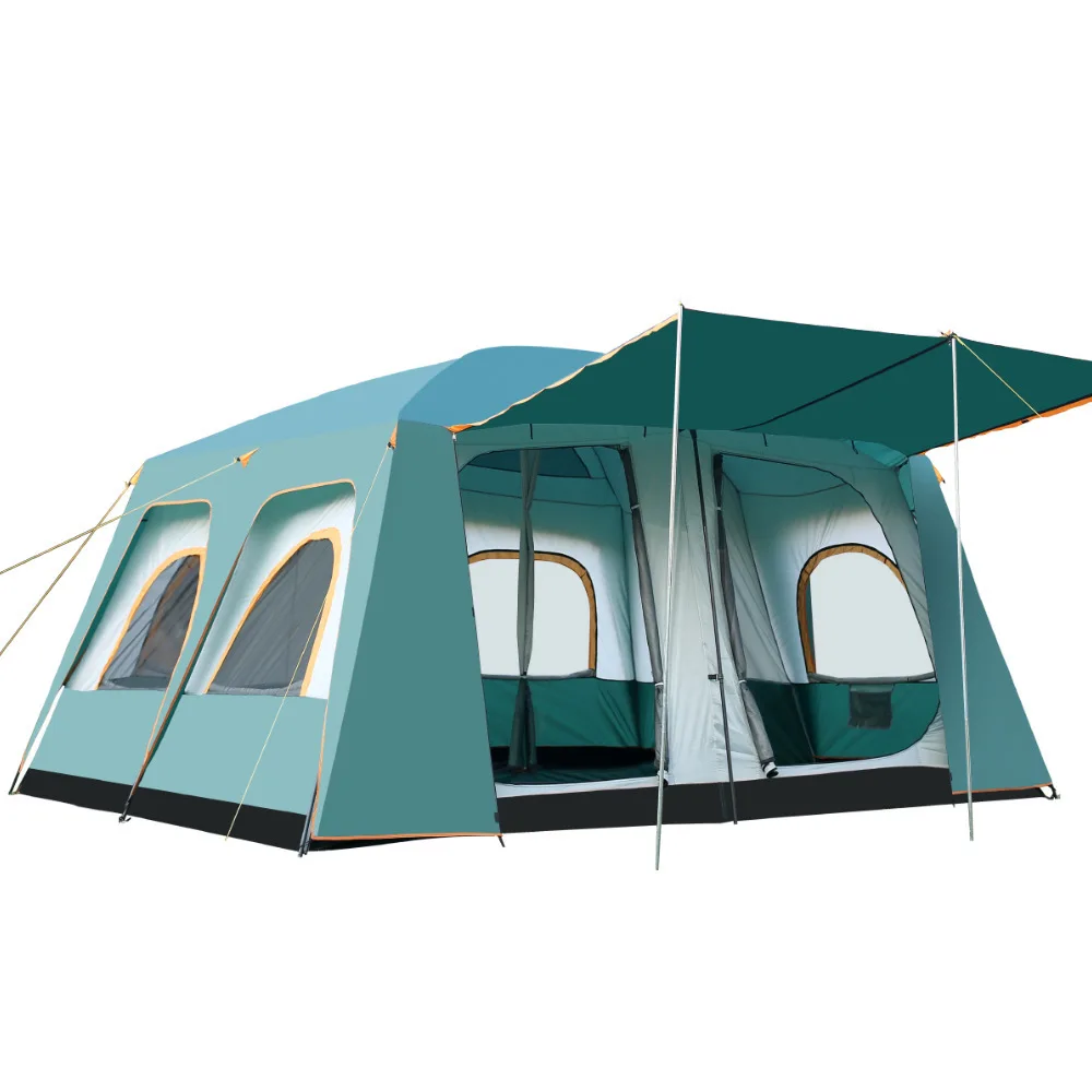 

8-12People Use 460*360*210CM Two Bedroom One Living Tents Outdoor Camping Anti-UV Rainproof Large Tienda De Campaña
