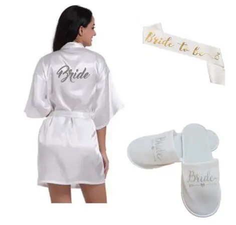 Серебряные свадебные халаты для невесты вечерние Халаты подружки | Женская