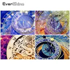 Алмазная живопись с часами, наборы для вышивки крестом, пейзаж, картины для Стразы