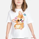 Новое поступление 2021, футболка для девочек с изображением милой собаки с цветами и животными, футболка для доберманаЛабрадора, детская одежда, летние топы для девочек