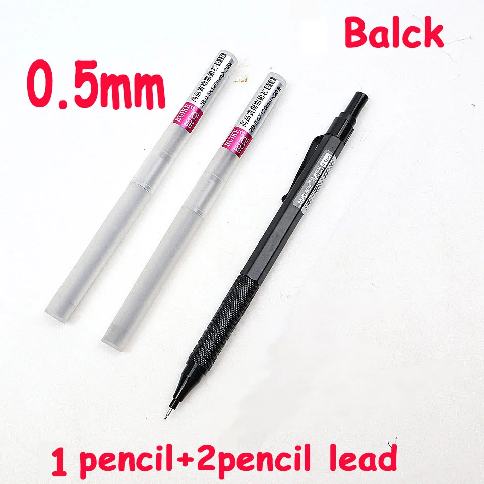 1pcs -0.5-Black M& G полностью металлический механический карандаш 2B 0,5~ 0,7 мм, высококачественный Серебряный Автоматический карандаш для профессионального письма - Цвет: 1pcs -0.5-Black