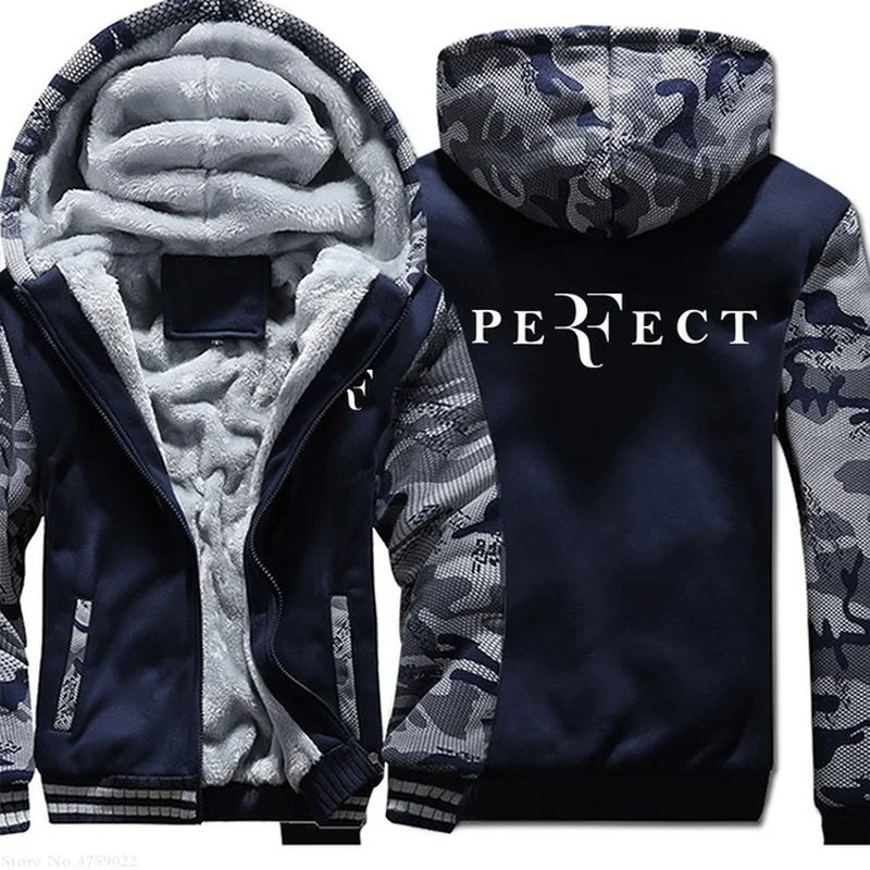 

Winter Jacket men Thicken Zipper Hooded RF Roger Federer Sweatshirt Outwear Warm Coat male casual Clothing clothes men hoodies