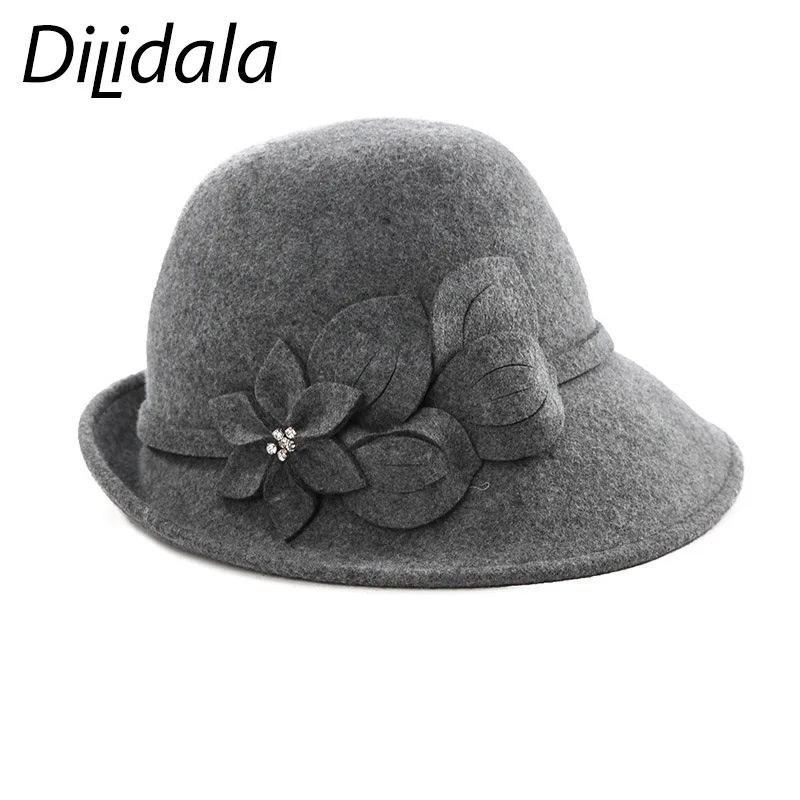 Dilidala осенне-зимняя шерстяная шапка в стиле ретро, Женская дикая Повседневная Кепка для бассейна, женская шапка с большими полями, зимние шапки для женщин, элегантные