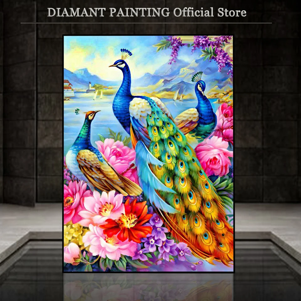 

Full Square / Round Diamond Painting Peacock Cross Stitch Sale 5D DIY Diamond Embroidery Animal Mosaic Flower Handmade Gift Art