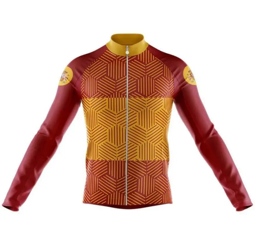Испания новая команда Велоспорт Джерси с длинным рукавом зима термо флис и без
