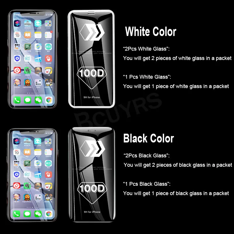 2 шт 100D изогнутое защитное закаленное стекло для iPhone 7 6 8 6S Plus Защита экрана для iPhone X XR XS 11 Pro Max стекло