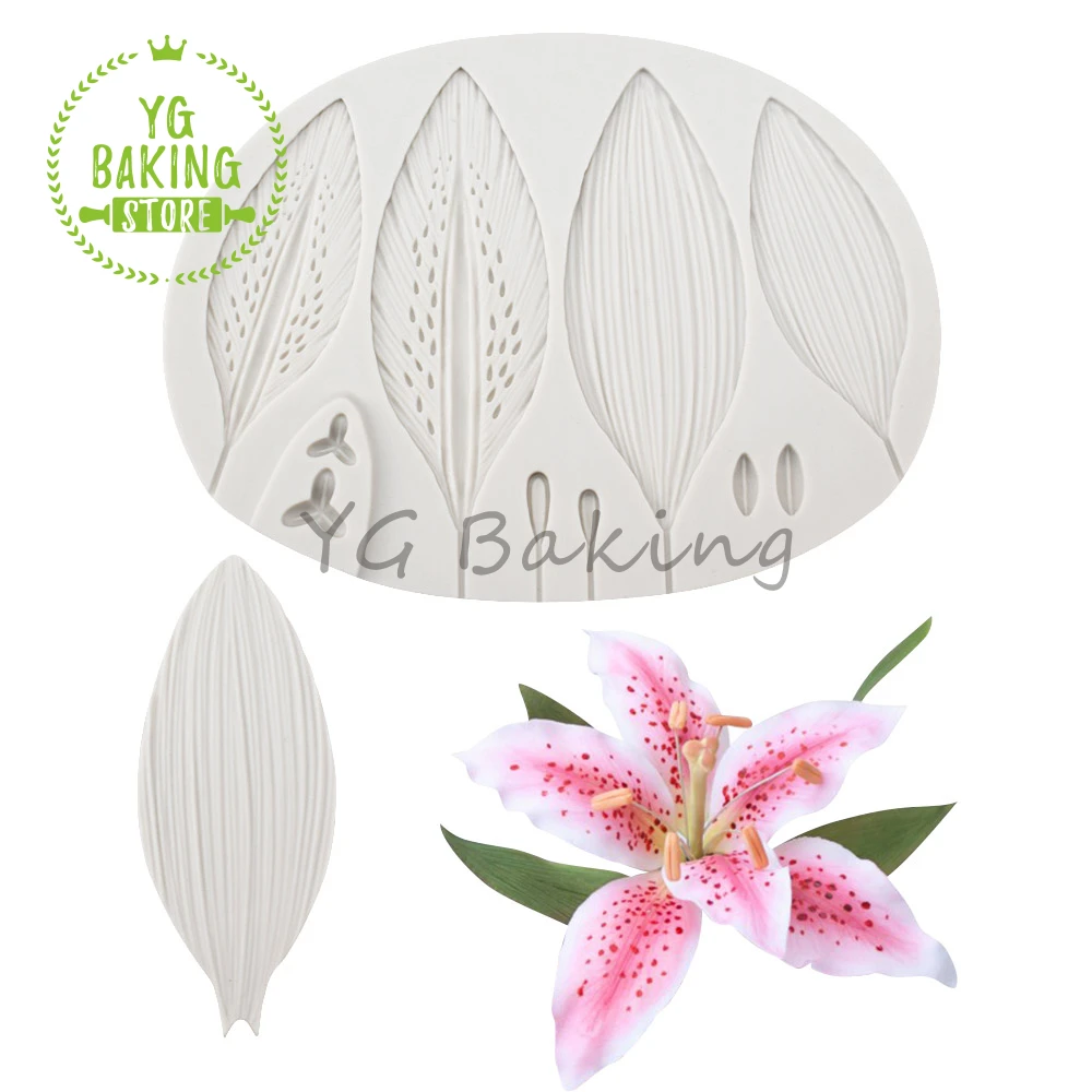 

Dorica 2 шт./компл. лепесток лилии, силиконовая форма для помадки, инструменты для украшения торта, кухонные аксессуары, товары для выпечки