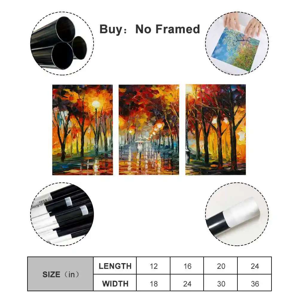 

Night rainy day landscape oil painting poster living room decoration painting canvas wall art living room