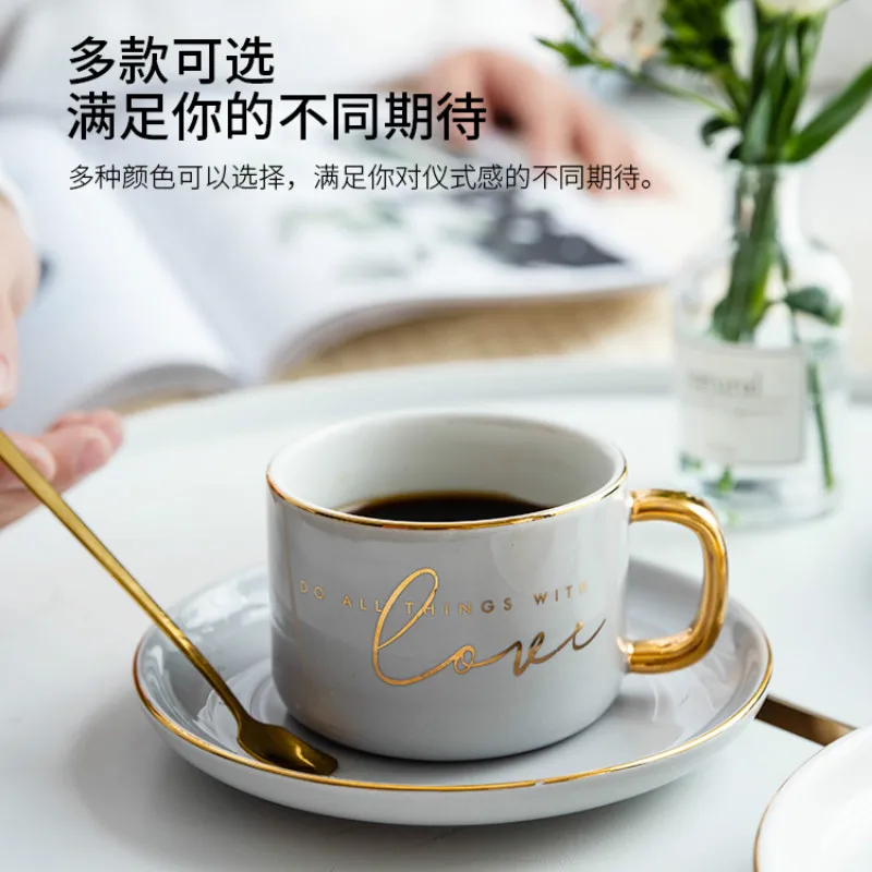 European Ceramic Coffee Cup and Saucer Set Reusable Green Tea Small Vintage Porcelain Canecas Home Drinkware AB50BD | Дом и сад