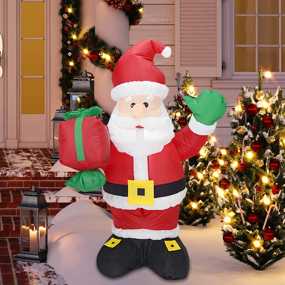 

1.35m Christmas Snowman Inflatable Santa Claus with LED Lights Blow Up Model Xmas Light-Up Decorations Party Decor Toys