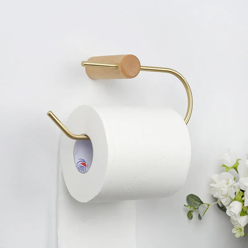 

Bathroom Toilet Paper Holder Wall Mount Tissue Roll Hanger Bathroom Accessories Wall Paper Porta Papel Higienico Wood Copper