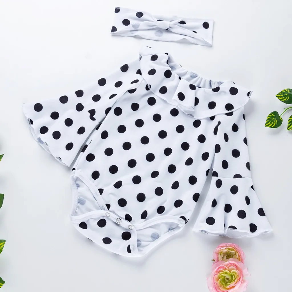 2020 Одежда для новорожденных и маленьких девочек комбинезон в горошек с