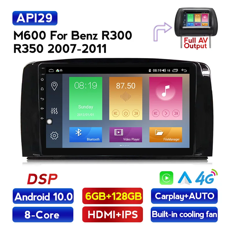 

Автомагнитола 2 Din, Android 10,0, мультимедийный стерео-проигрыватель для Mercedes Benz R Class W251, R280, R300, R320, R350, R500, DVD-проигрыватель