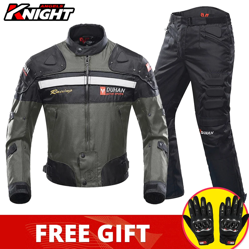 

DUHAN Motorcycle Jacket Pants Suit Men Motocross Waterproof Anti-fall Racing Jacket Protective Winter Autumn Motorcycle Jacket