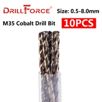 10pcs 0 5mm 8 0mm m35 hss co cobalt drill bits hss twist drill bit for stainless steel 0 51 522 5344 555 566 578mm