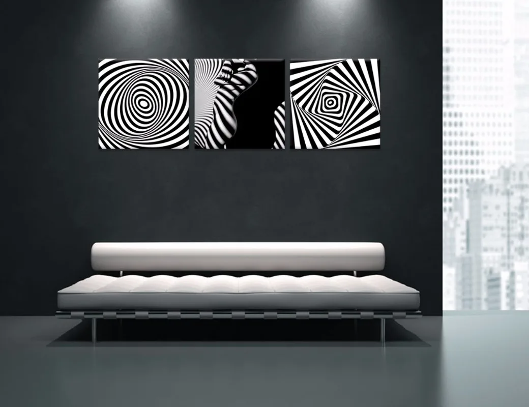 3 Pieces Abstract Stripes Wall Art Poster Sexy Lady Print Canvas Painting Modern Style Picture Living Room Home Decor | Дом и сад