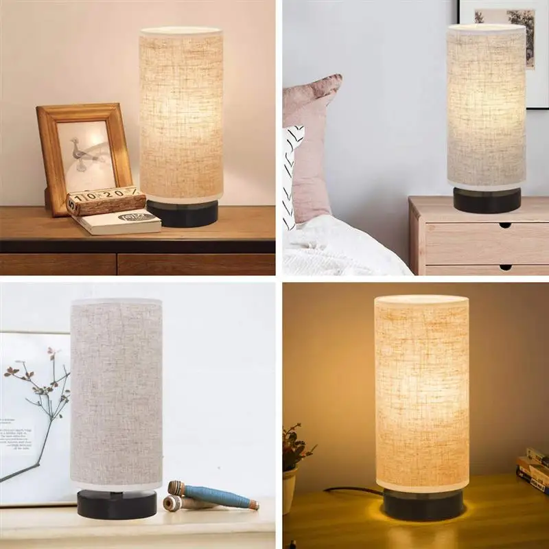 Современная настольная лампа прикроватный ночник из дерева и льна Студенческая