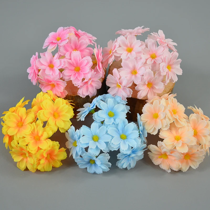 

50PCS Artificial Fake Silk Cherry Blossom Flower Head For Diy Wedding Home Garland Headwear Wearth Decorative Accessory Props