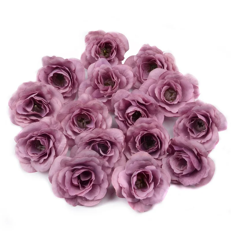 Purple 10 шт. 4 см шелк искусственный бутоны роз ткань для дома Свадебные украшения DIY рождественские аксессуары Искусственные Поддельные цветы - Цвет: Purple