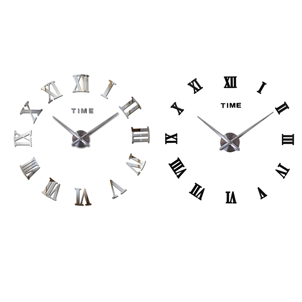 Большие настенные 3d часы сделай сам с римскими цифрами безрамные зеркальные