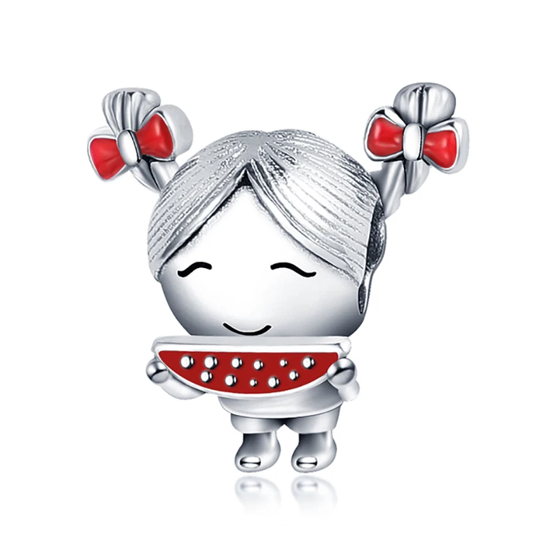 

925 Sterling Silver Charm Little Girl Beads fit Original Pandora Bracelet Fine Silver Jewelry Making DIY Gift