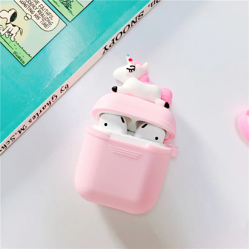 Kawaii 3D единорог мягкий силиконовый наушник чехол для Airpods Мультяшные наушники