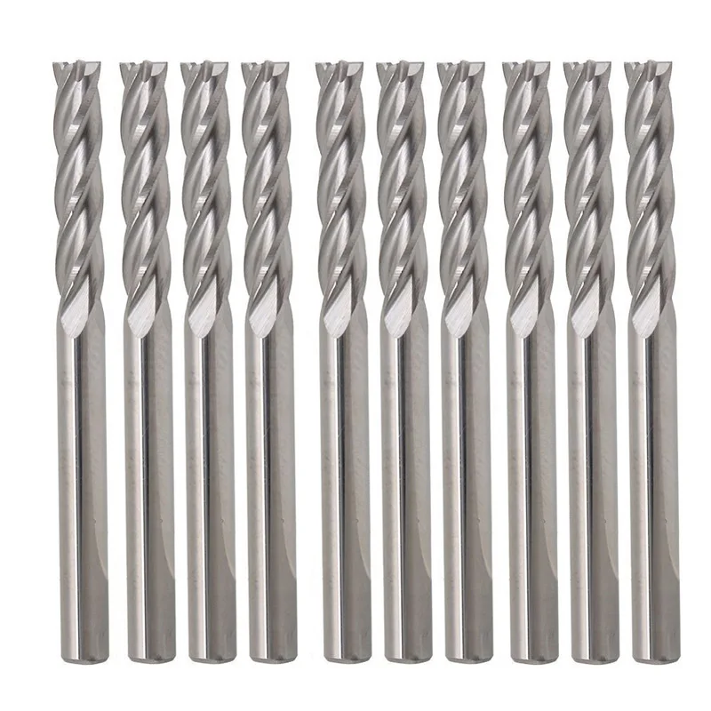 

10pcs End Mill Cutter 1/8 For Acrylic PVC & Hard Wood Spiral CNC Blade Tool