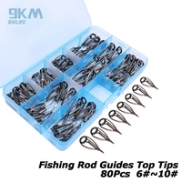 80pcs fishing rod guides spinning bait casting sea fishing rod top tips guides stainless steel ceramic ring with box 1 8 3 2mm