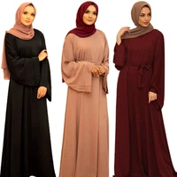 in the middle east dubai is a hot seller of pure color plus size lace up muslim dresses