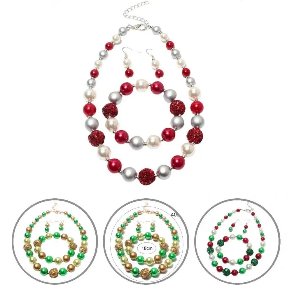 

Useful Simulated Pearl Earrings Exquisite Workmanship Reliable Simulated Pearl Bracelet Christmas Jewelry Set