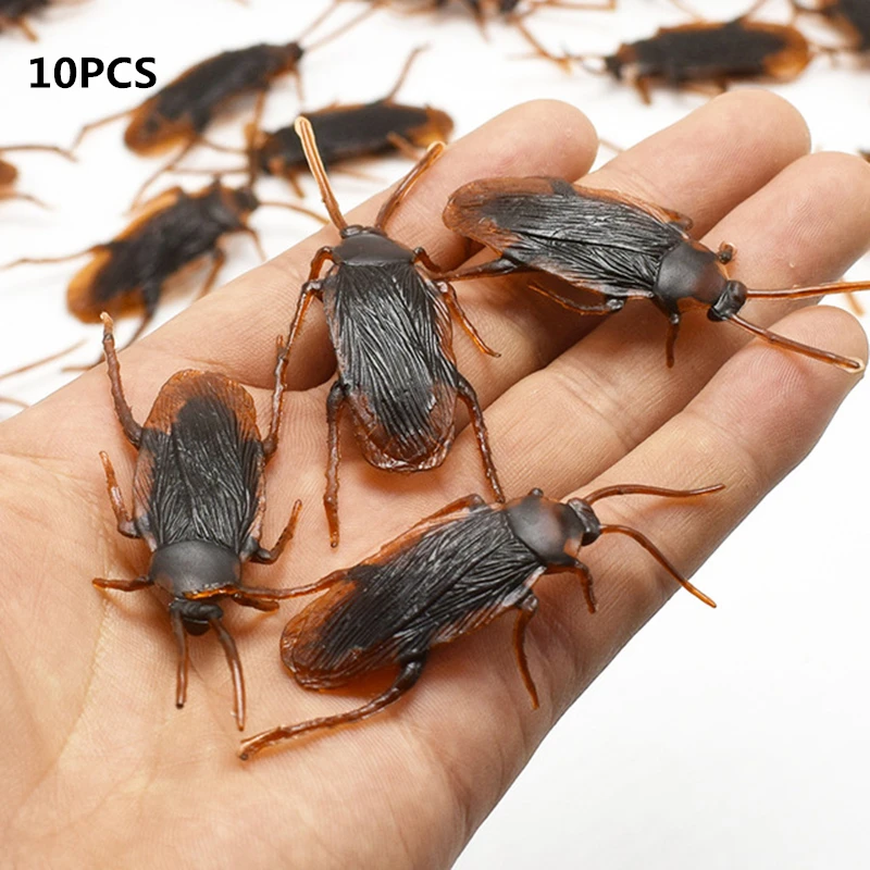10pcs Cockroaches 10 шт. Забавные игрушки поддельные Тараканы Мухи сороконожка Хэллоуин украшения шутка шалость производитель забавная Новинка имитация ложный таракан игрушка - Цвет: 10pcs Cockroaches