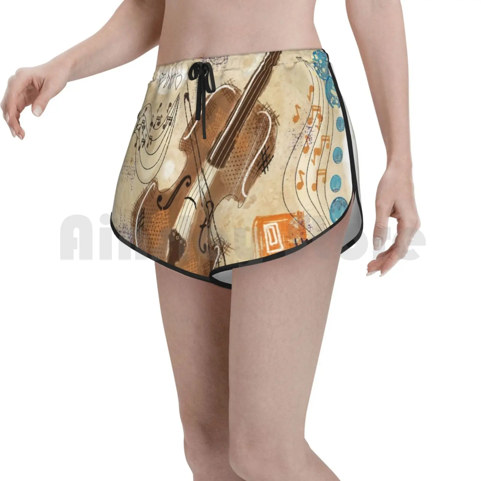

Abstract Cello Swim Shorts Quick Dry Women Beach Short Abstract Cello Music Musician Instrument